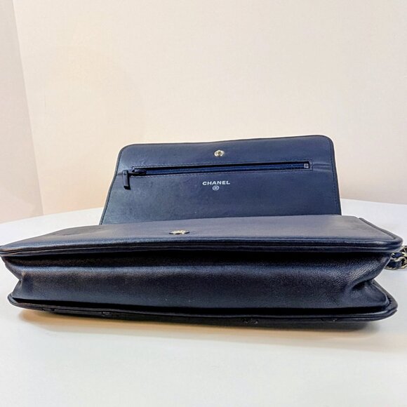 Chanel Bicolor Black and Navy Quilted Lambskin Wallet on Chain (WOC) - Picture 10 of 16